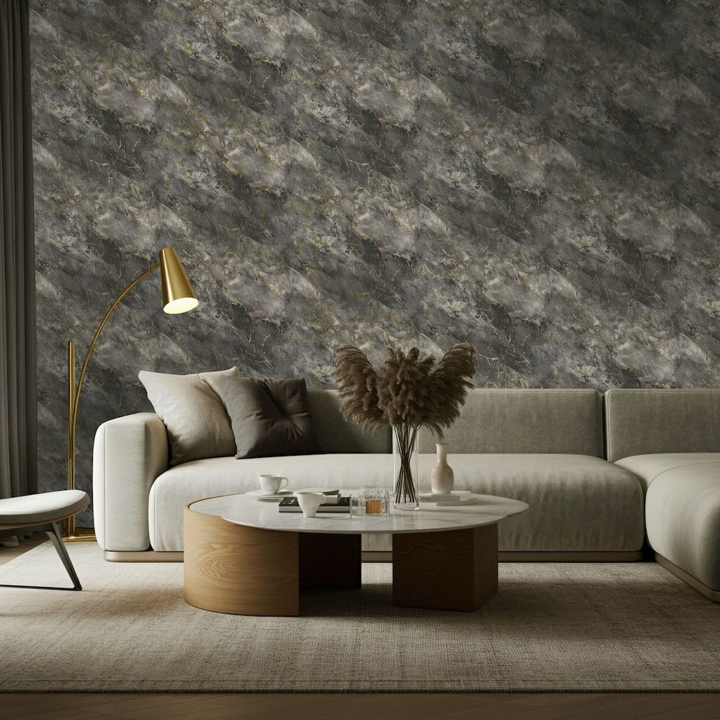 Belgraiva Marble Black & Gold Wallpaper