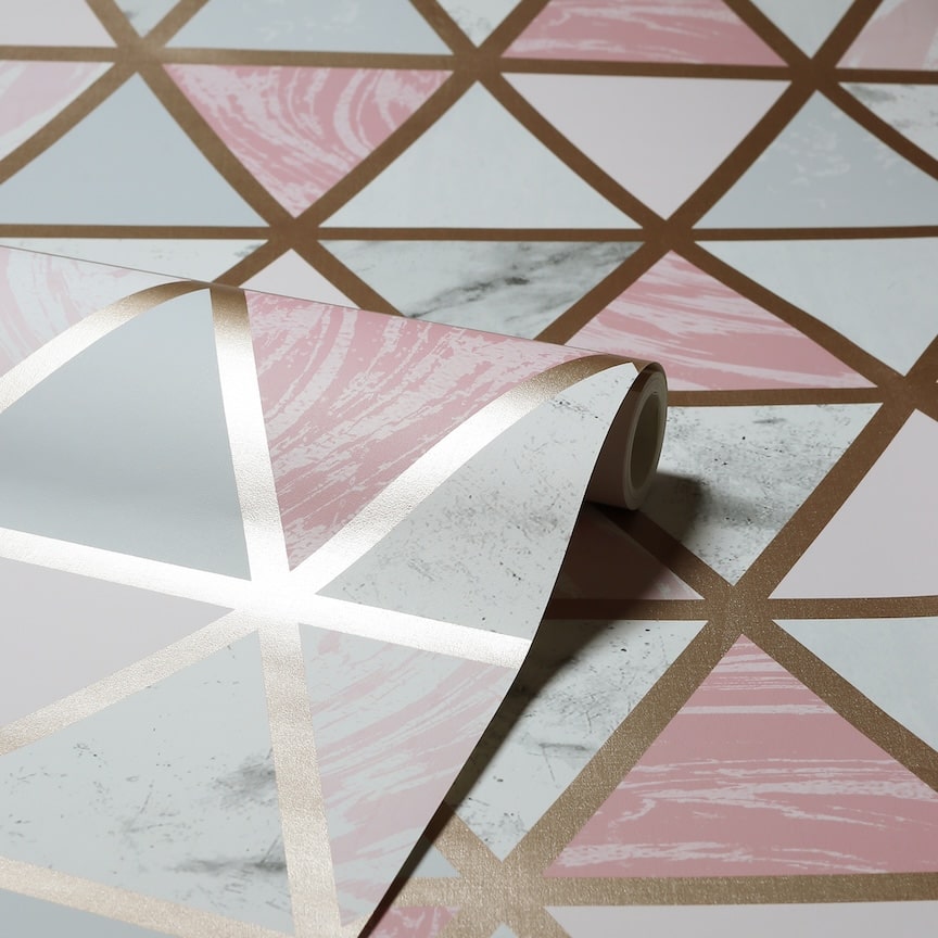 Arthouse Marble Geo Pink Multi Wallpaper
