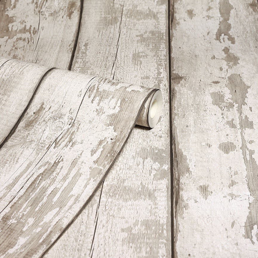Arthouse White Washed Wood Wallpaper