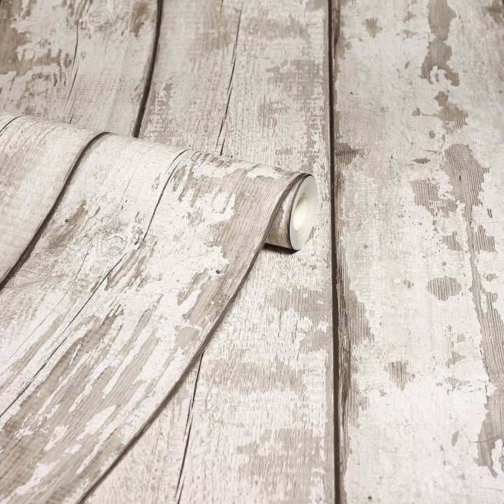 Arthouse White Washed Wood Wallpaper