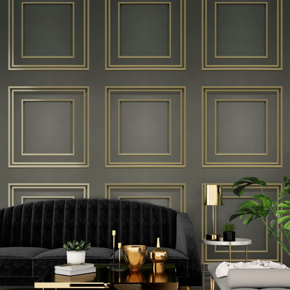 Belgravia Amara Panel Gold & Gunmetal Wallpaper