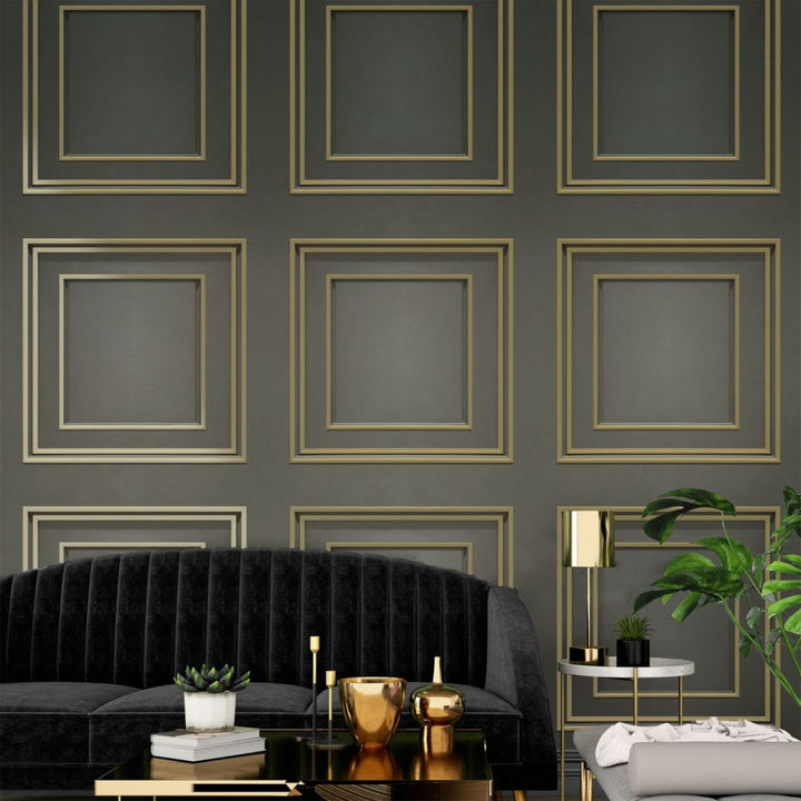 Belgravia Amara Panel Gold & Gunmetal Wallpaper