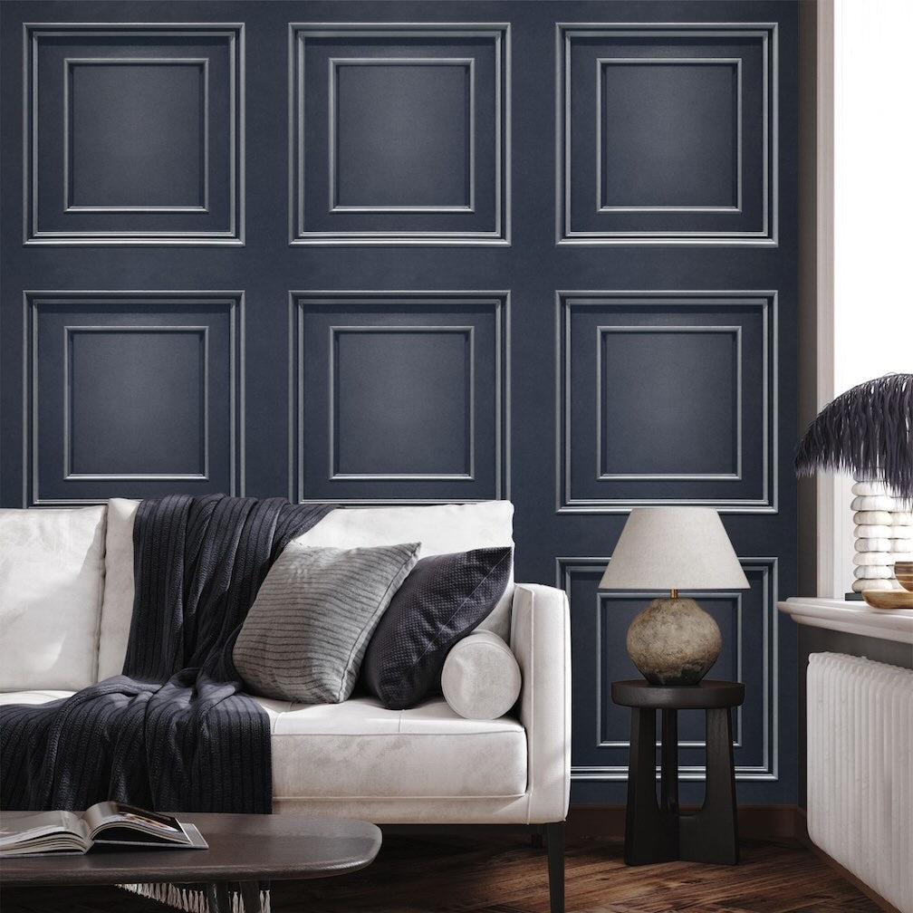 Belgravia Amara Panel Navy & Silver Wallpaper