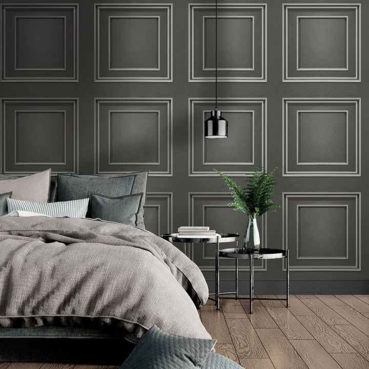 Belgravia Amara Panel Silver & Gunmetal Wallpaper