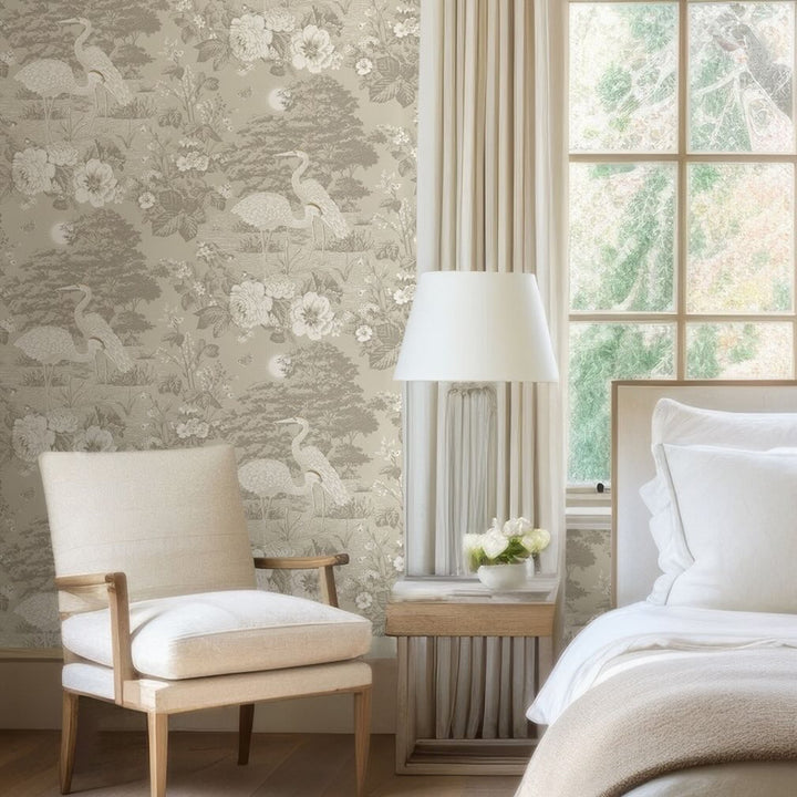 Belgravia Izumi Crane Cream Wallpaper