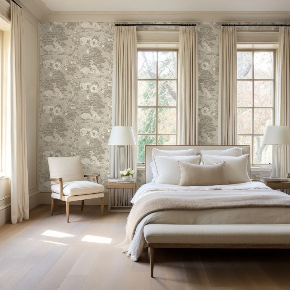 Belgravia Izumi Crane Cream Wallpaper