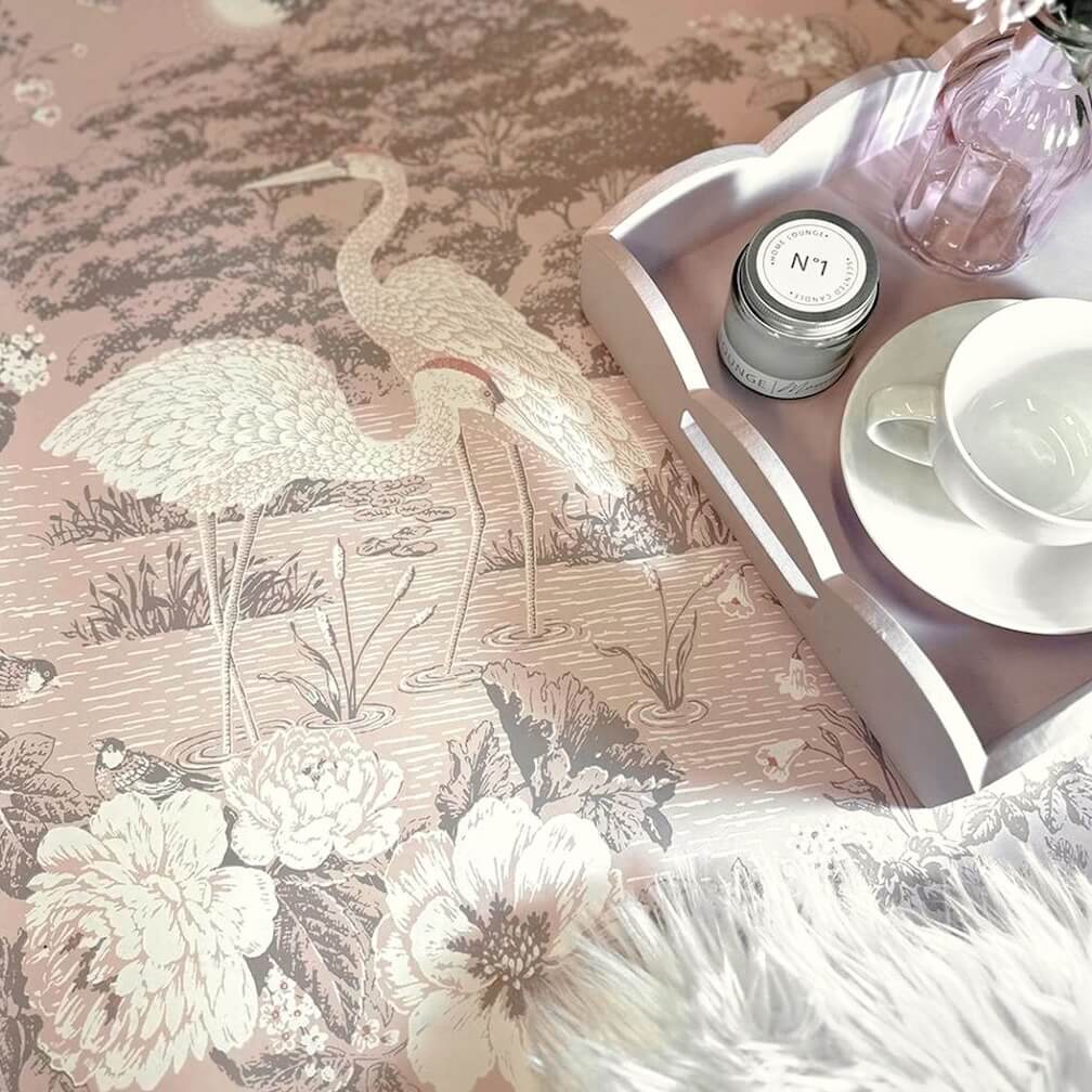 Belgravia Izumi Crane Pink Wallpaper