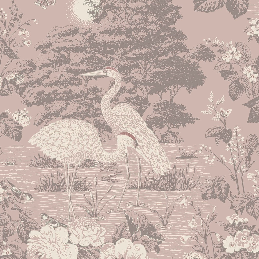 Belgravia Izumi Crane Pink Wallpaper