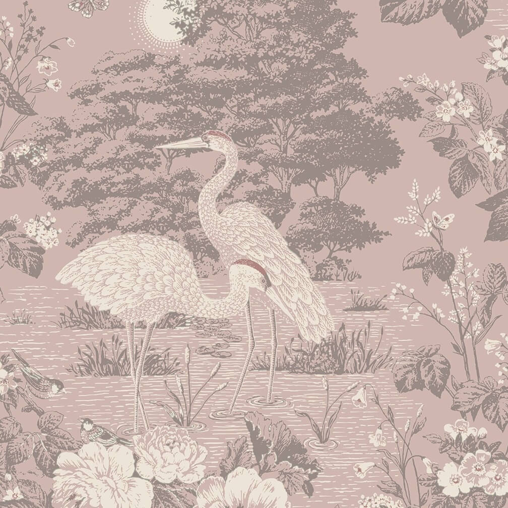 Belgravia Izumi Crane Pink Wallpaper
