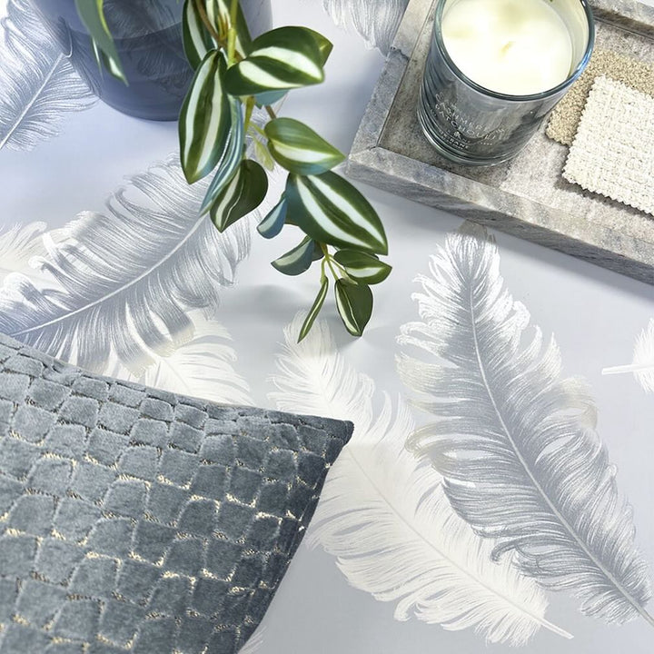 Belgravia Feather Blue Wallpaper