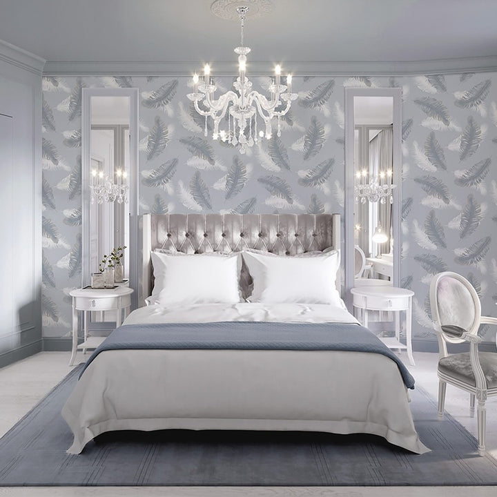 Belgravia Feather Blue Wallpaper