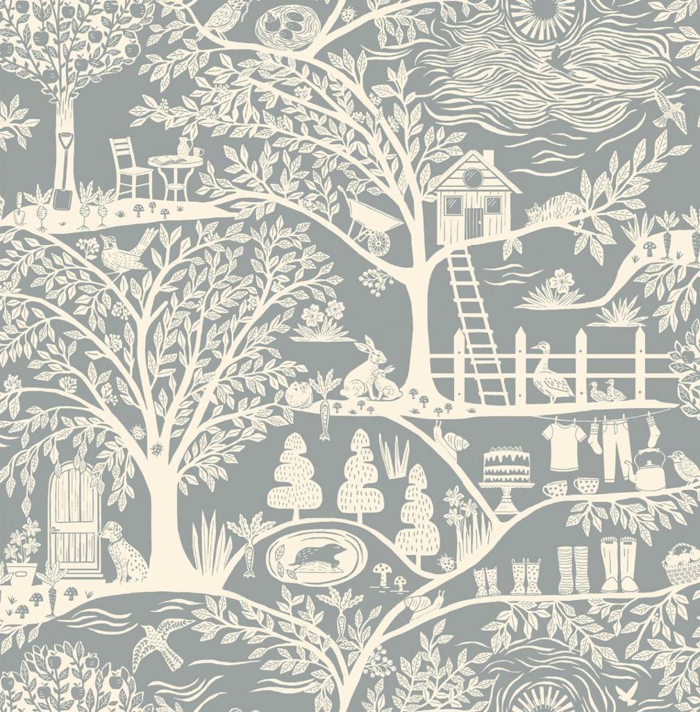 Belgravia Homegrown Blue Wallpaper