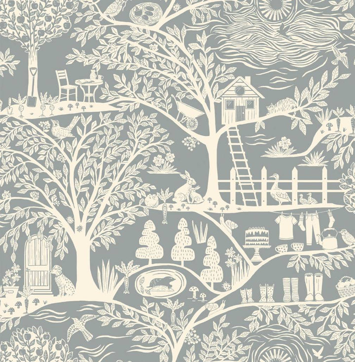 Belgravia Homegrown Blue Wallpaper