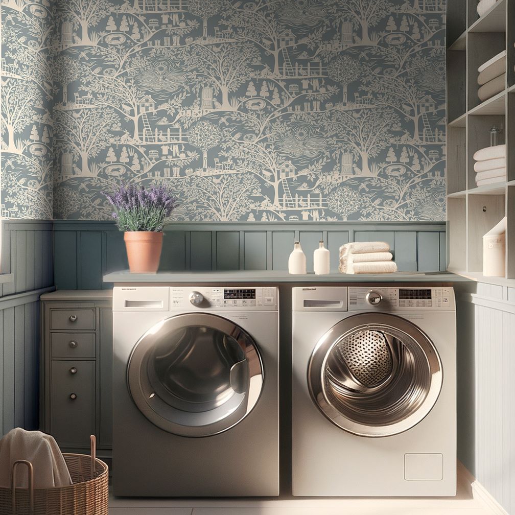 Belgravia Homegrown Blue Wallpaper