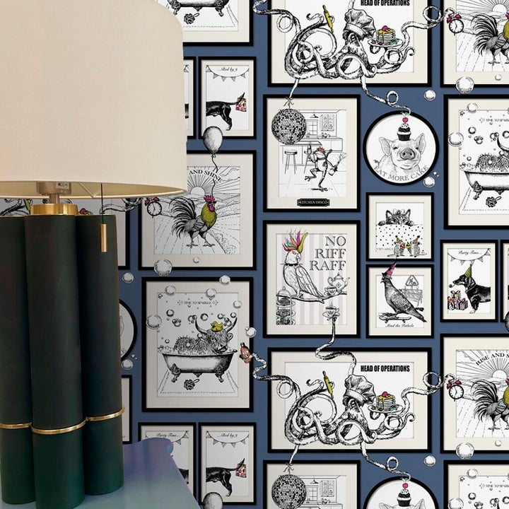 Belgravia Madhouse Blue Wallpaper