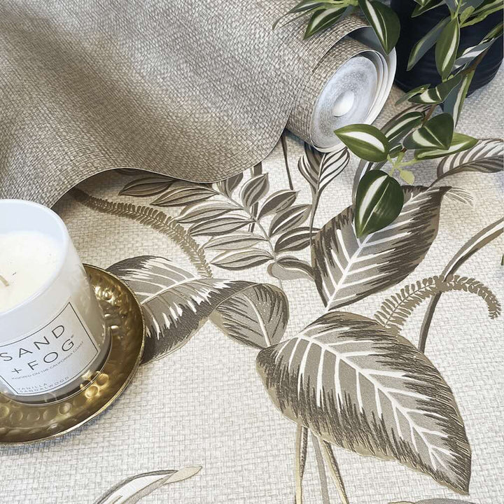 Belgravia Palma Leaf Mocha & Champagne Wallpaper
