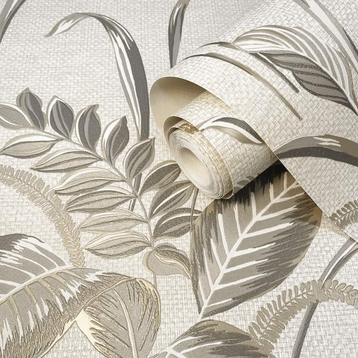 Belgravia Palma Leaf Mocha & Champagne Wallpaper