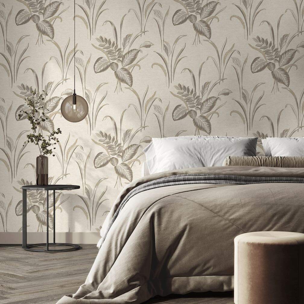 Belgravia Palma Leaf Mocha & Champagne Wallpaper