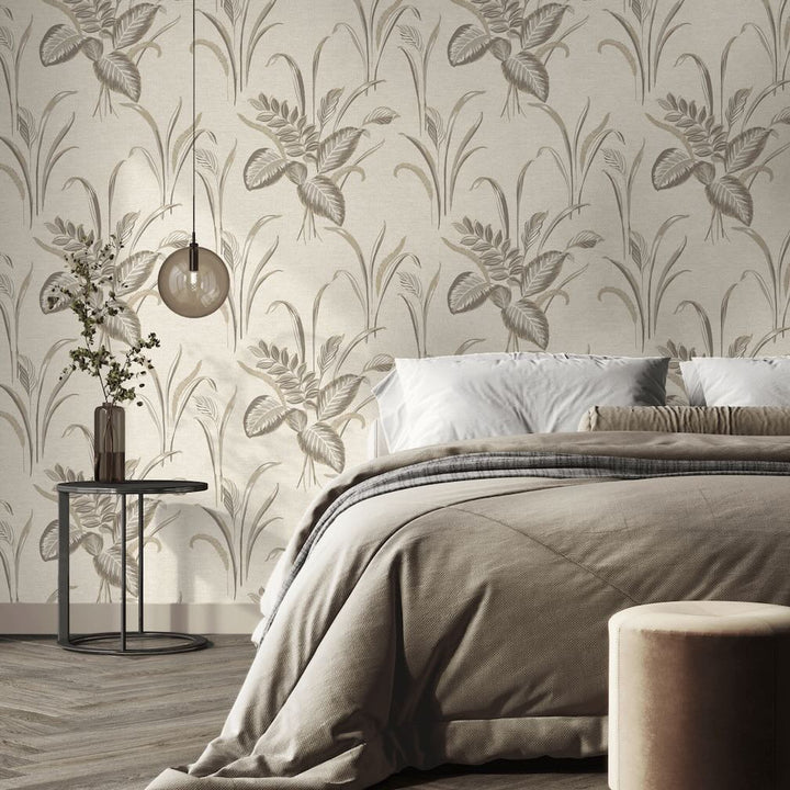 Belgravia Palma Leaf Mocha & Champagne Wallpaper
