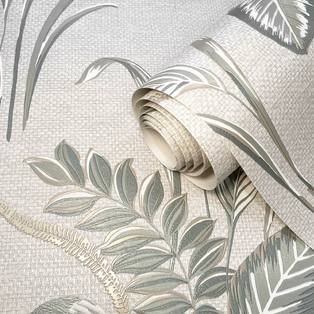 Belgravia Palma Leaf Sage & Champagne Wallpaper