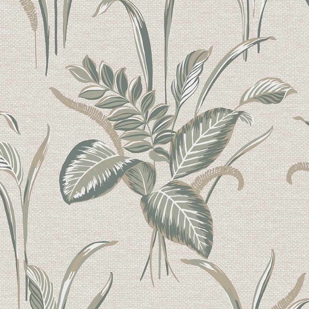 Belgravia Palma Leaf Sage & Champagne Wallpaper
