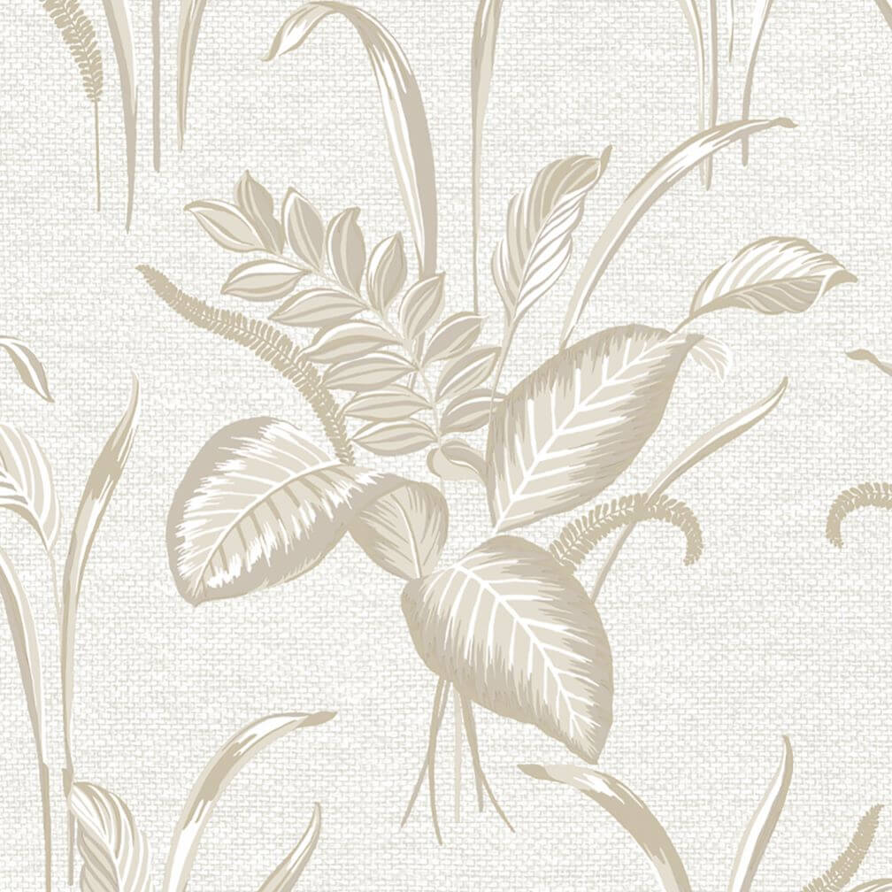 Belgravia Palma Leaf White & Champagne Wallpaper