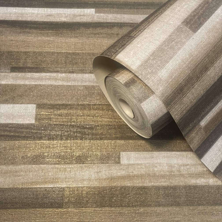 Belgravia Palma Wood Effect Mocha Champagne Wallpaper
