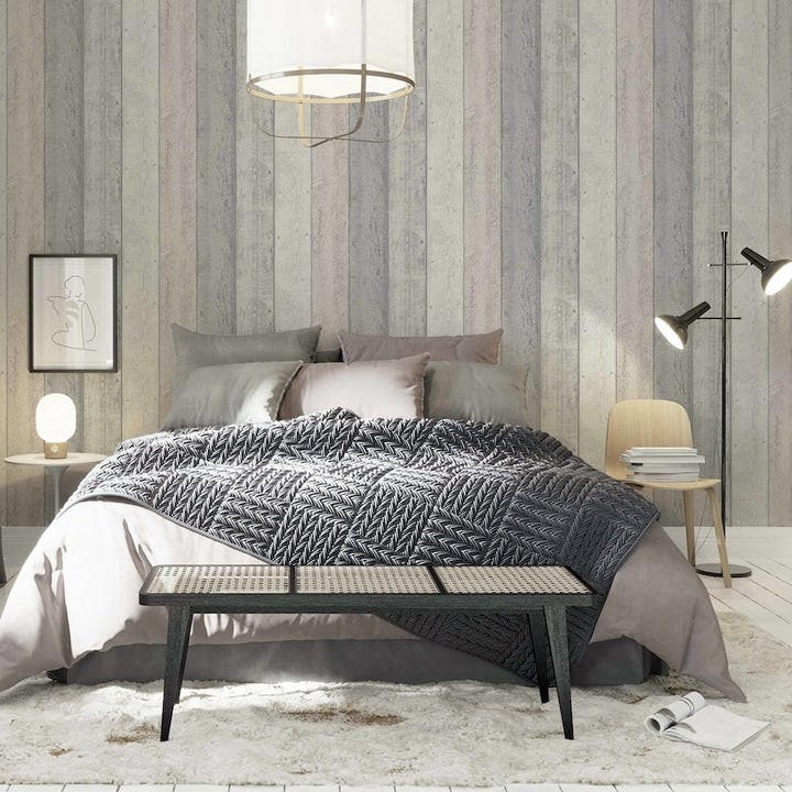 Arthouse Painted Wood Pink and Grey Wallpaper