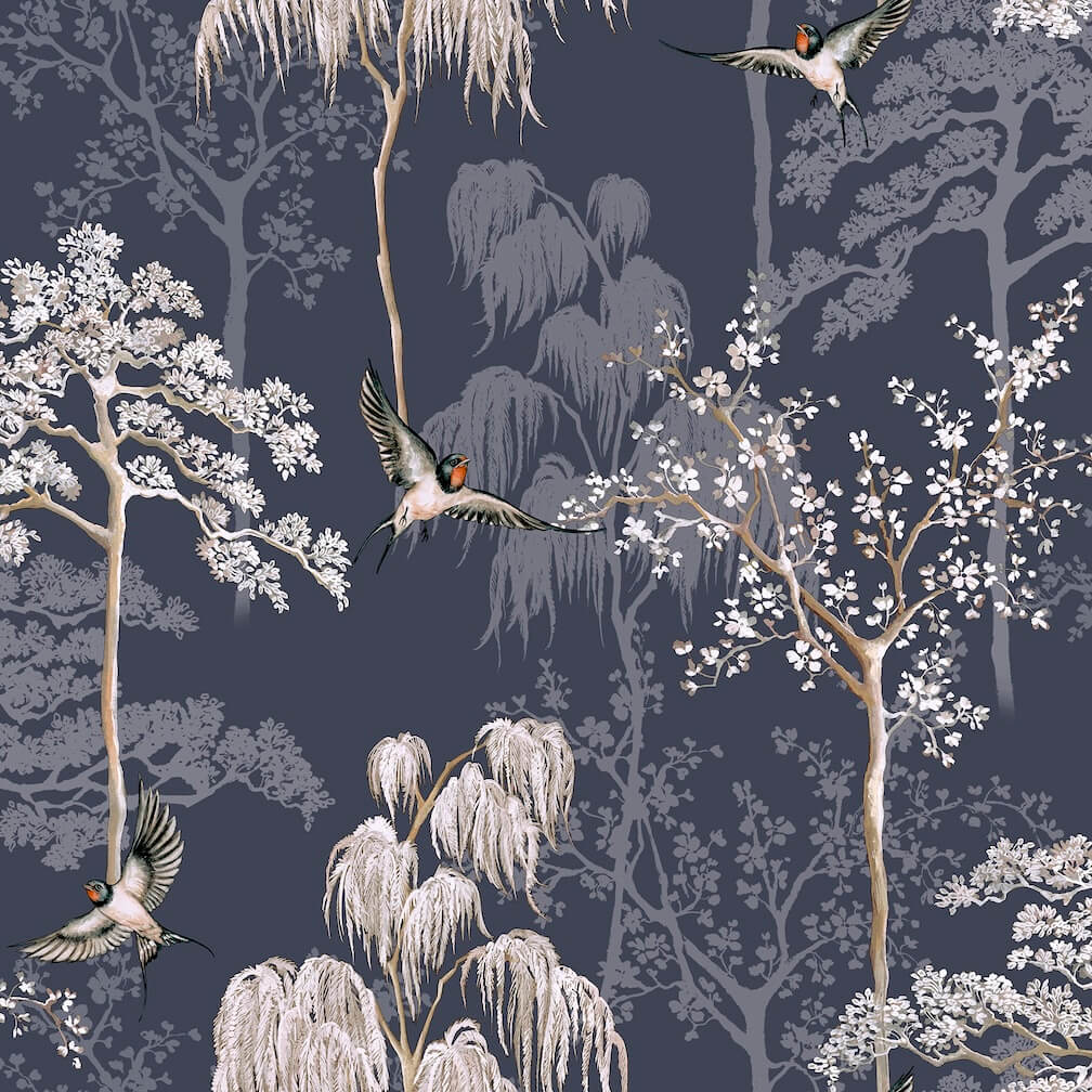 Papel pintado azul Arthouse Japanese Garden 