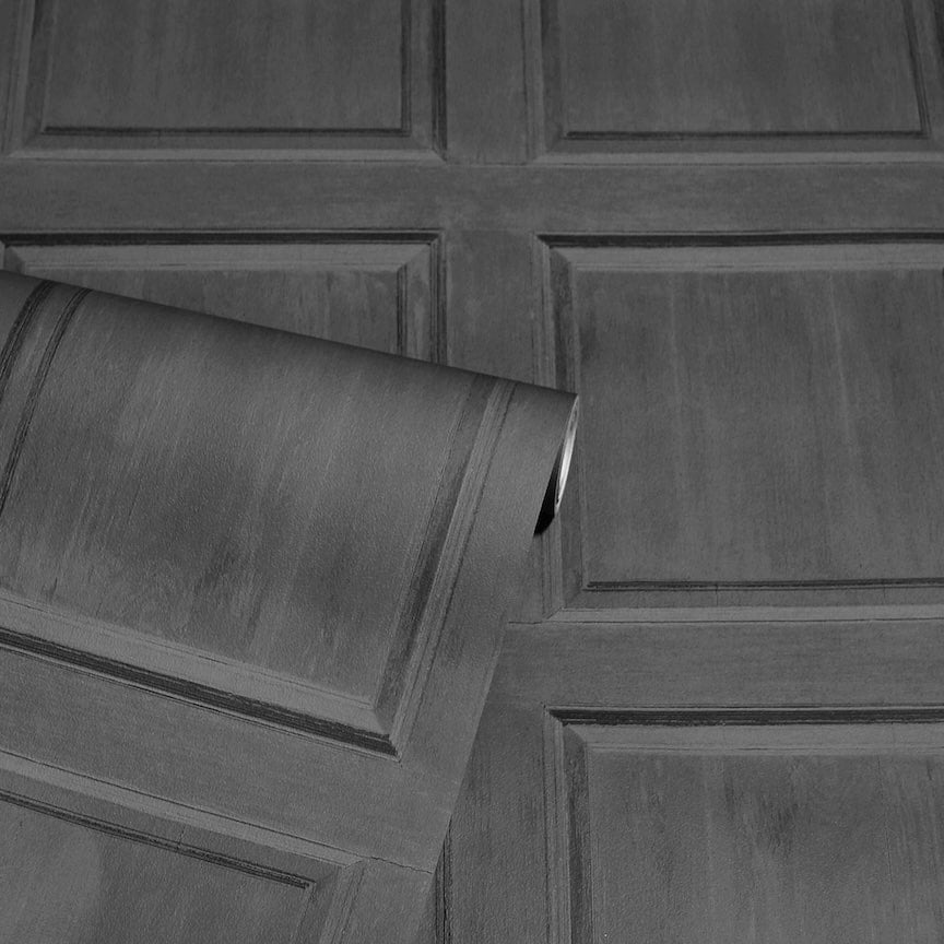 Arthouse Washed Panel Charcoal Wallpaper