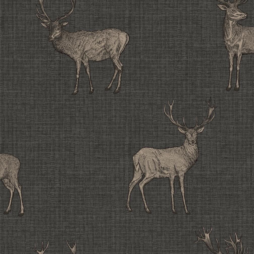 Arthouse Heritage Stag Charcoal/Copper Wallpaper