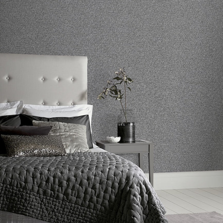 Arthouse Calico Plain Gunmetal Wallpaper