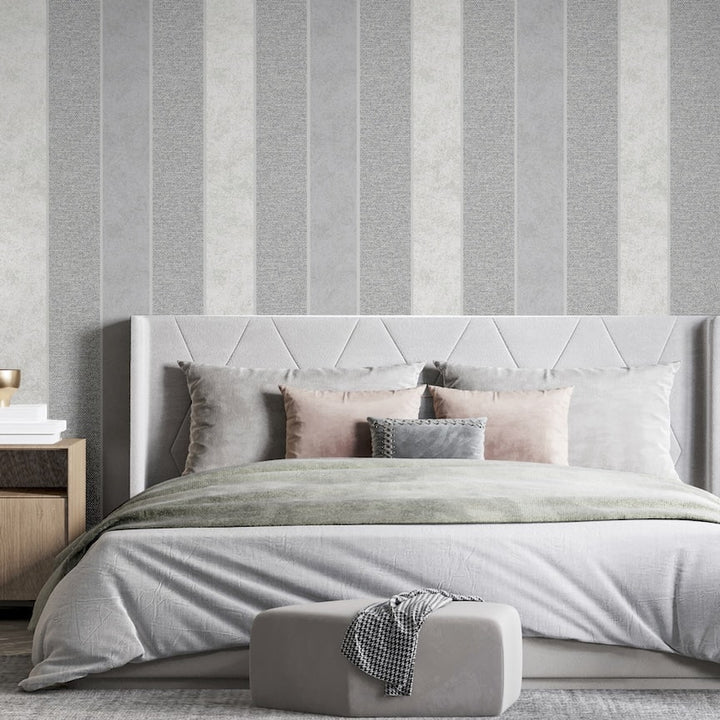 Arthouse Calico Stripe Grey Wallpaper