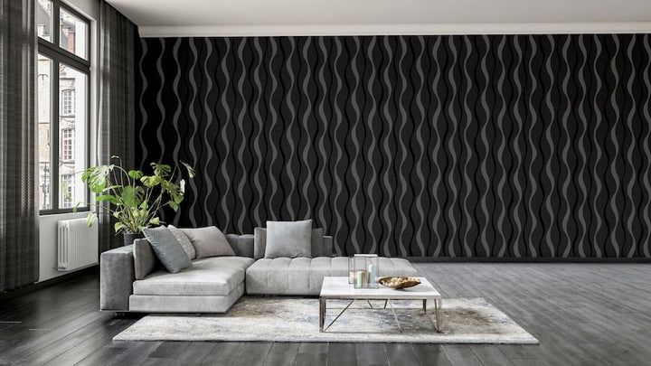 Arthouse Ribbon Geo Black Wallpaper
