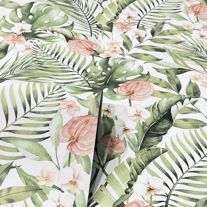 Arthouse Tropical Floral Pink & Green Wallpaper