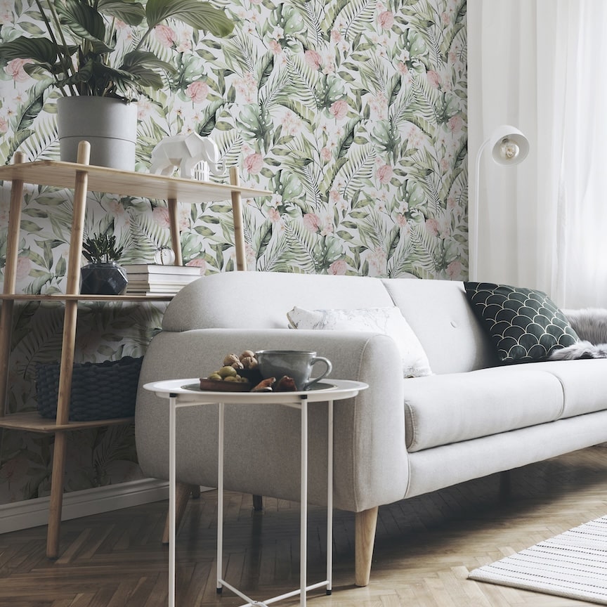 Arthouse Tropical Floral Pink & Green Wallpaper