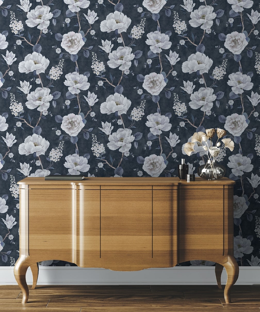 Arthouse Ashley Floral Navy Wallpaper