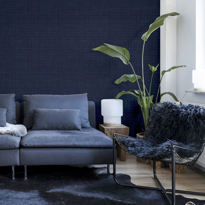 Arthouse Weave Texture Navy Wallpaper