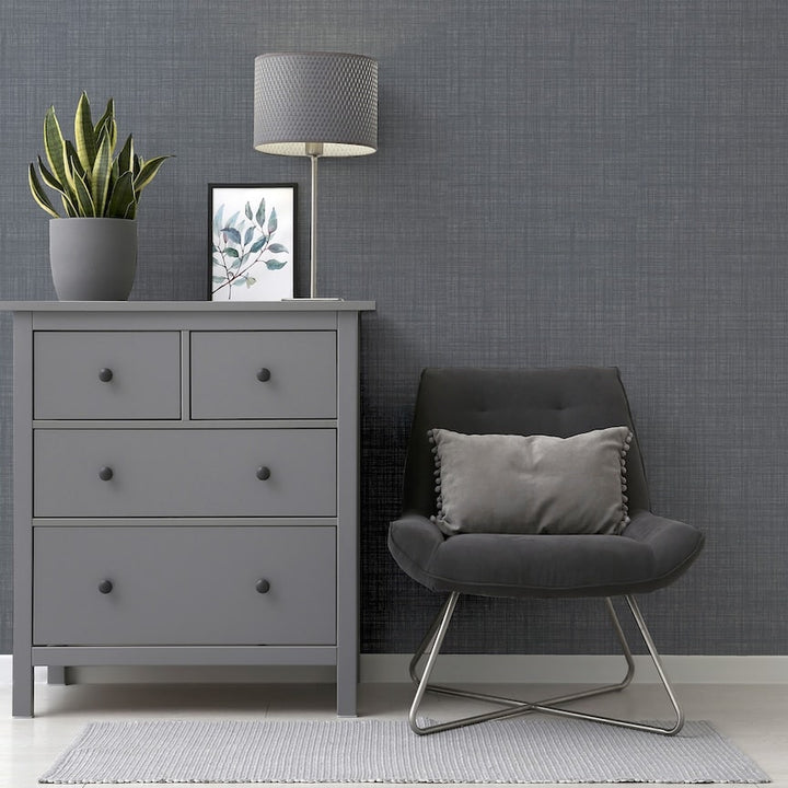 Arthouse Weave Texture Dark Grey Wallpaper