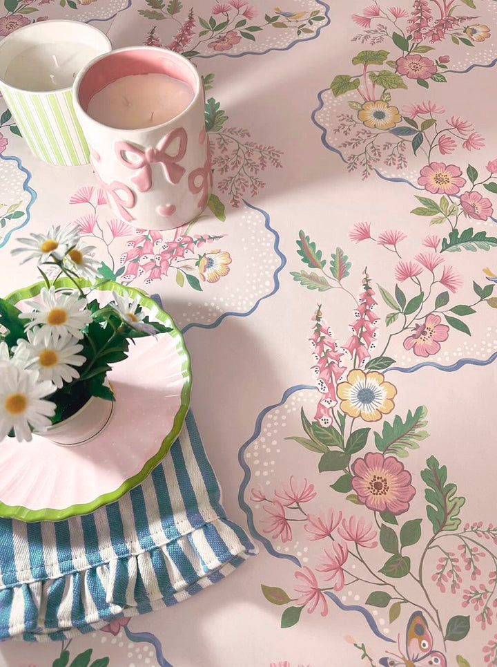 Belmont House Garden Path Pink Wallpaper