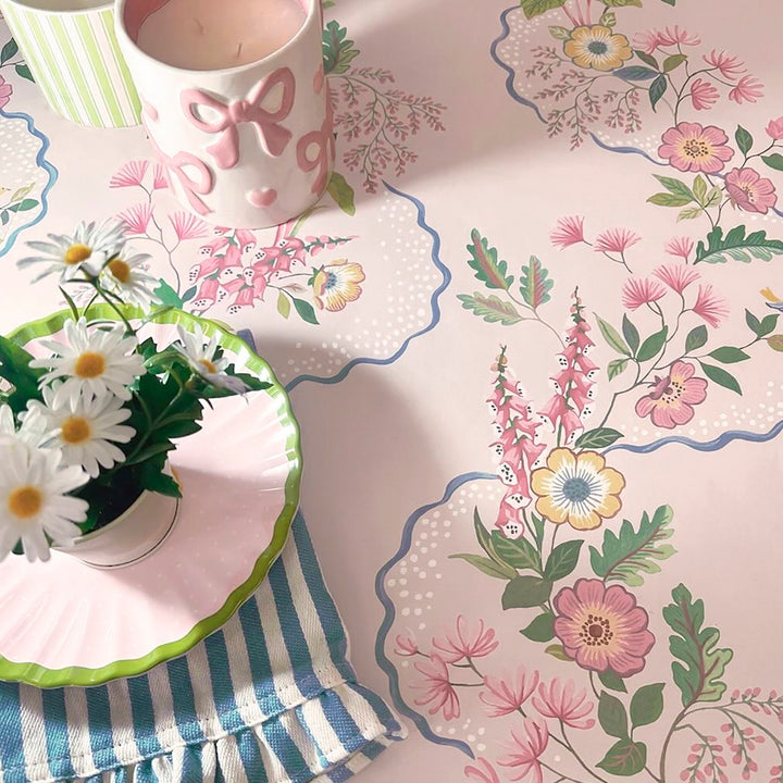 Belmont House Garden Path Pink Wallpaper