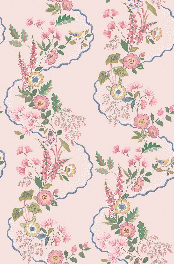 Belmont House Garden Path Pink Wallpaper