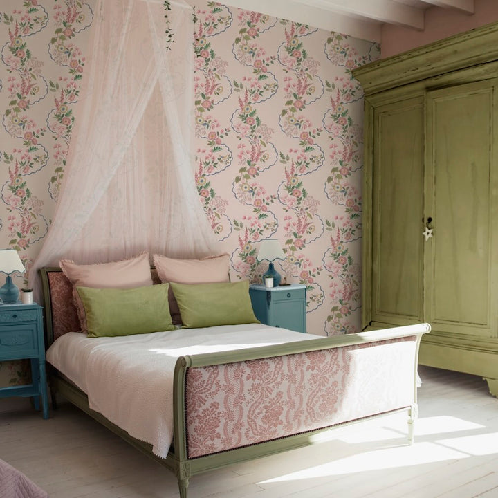 Belmont House Garden Path Pink Wallpaper