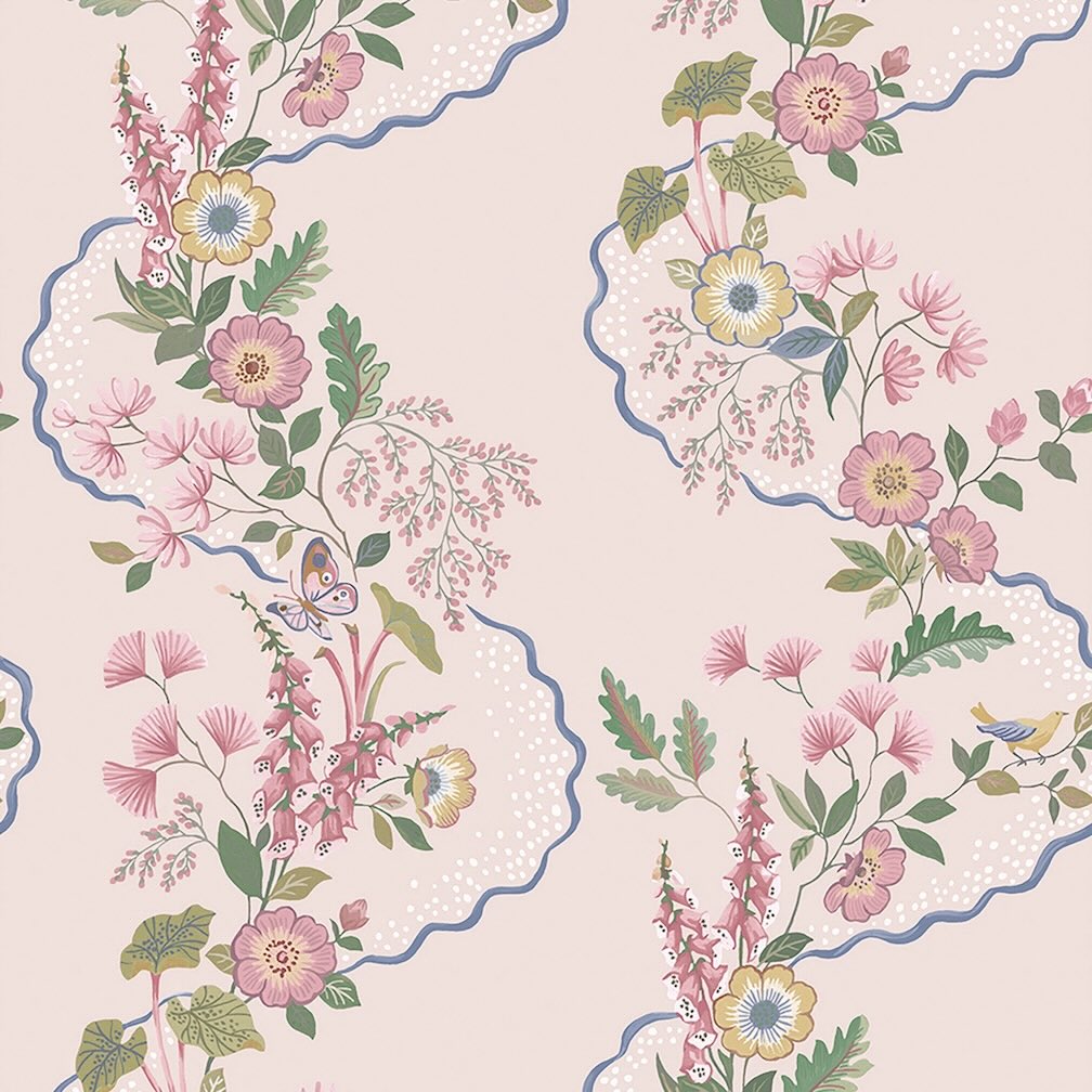Belmont House Garden Path Pink Wallpaper