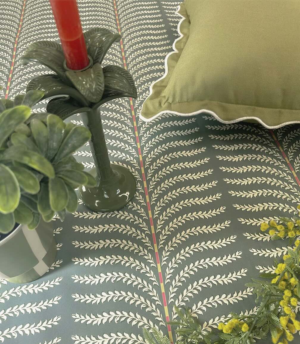 Belmont House Leafy Stripe Dark Green Wallpaper