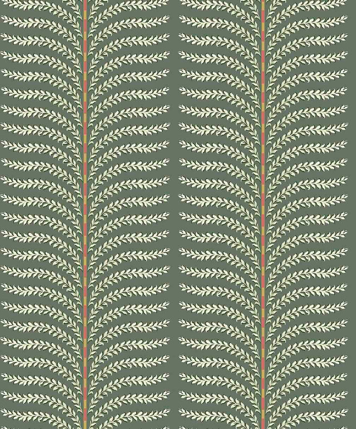 Belmont House Leafy Stripe Dark Green Wallpaper