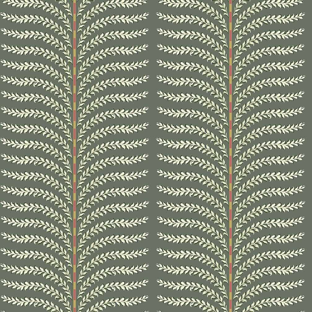 Belmont House Leafy Stripe Dark Green Wallpaper
