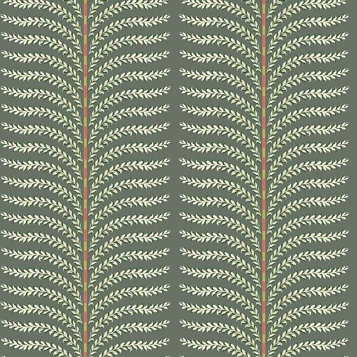 Belmont House Leafy Stripe Dark Green Wallpaper
