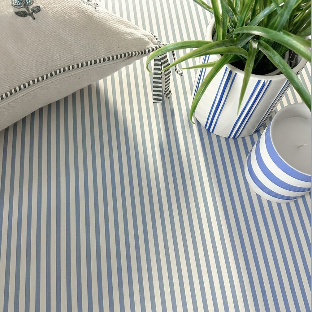 Belmont House Veranda Stripe Blue Wallpaper