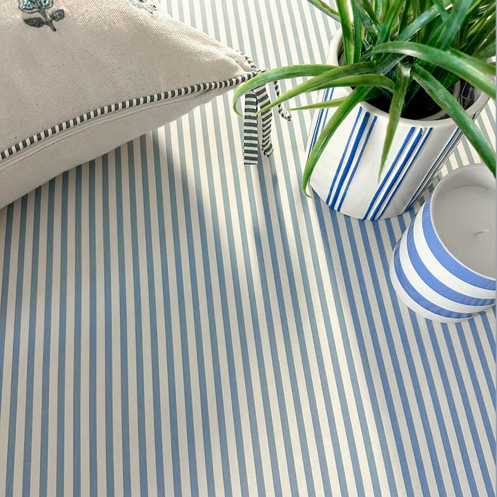 Belmont House Veranda Stripe Blue Wallpaper